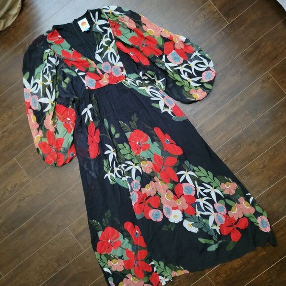 Anthropologie x Farm Rio Long Sleeve Floral Maxi Dress Women S Contemporary Chic - Picture 3 of 11